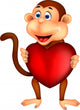 Monkey with Red Heart