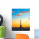 Eiffel tower at sunrise, Paris. Wall Mural