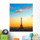 Eiffel tower at sunrise, Paris. Wall Mural