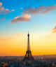Eiffel tower at sunrise, Paris. Wall Mural