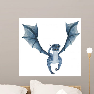 Blue Dragon Flying shown on a wall