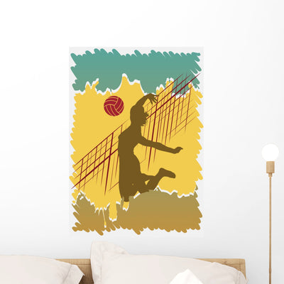 Volleyball shown on a wall