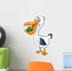 Pelican Cartoon Eating Fish Wall Decal