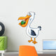 Pelican Cartoon Eating Fish Wall Decal