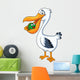 Pelican Cartoon Eating Fish Wall Decal