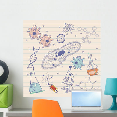 Biology Sketches Vintage Style shown on a wall