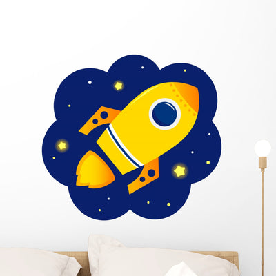 Cartoon Stylized Rocket Space shown on a wall