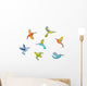 Abstract Colorful Hummingbirds