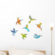 Abstract Colorful Hummingbirds