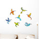 Abstract Colorful Hummingbirds
