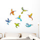 Abstract Colorful Hummingbirds