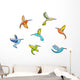 Abstract Colorful Hummingbirds