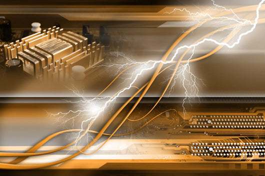 Computer generated abstract background with computer components Wall Mural