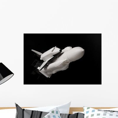 Space Ship Wall Mural shown on a wall