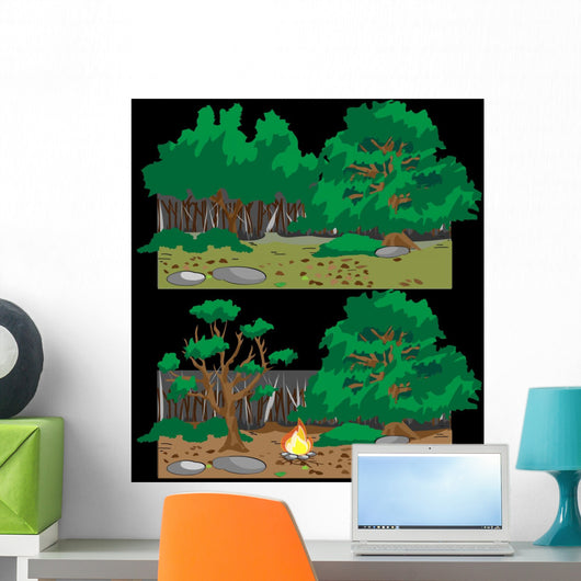 Forest Campfire Wall Mural
