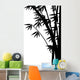 Black Bamboo Stems White Wall Mural