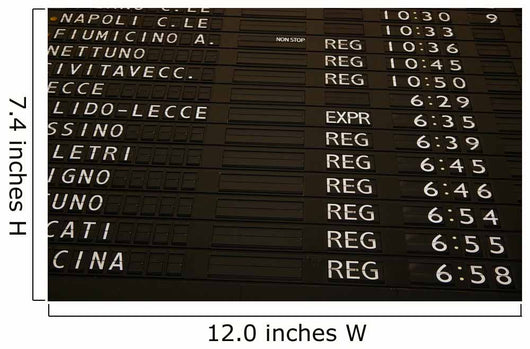 Train schedule board with departure times Wall Mural