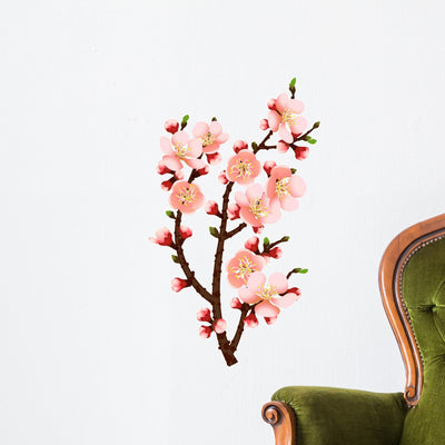 Cherry Blossom Branch Abstract Wall Decal shown on a wall