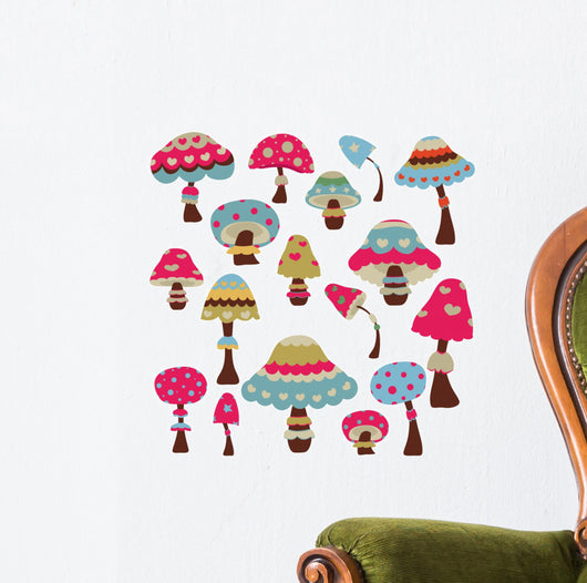 colorful mushroom mushrooms Wall Decal