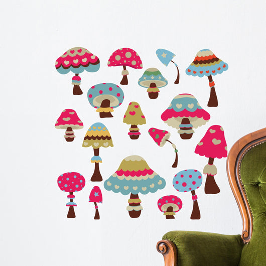 colorful mushroom mushrooms Wall Decal