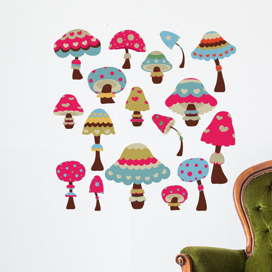 colorful mushroom mushrooms Wall Decal