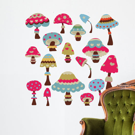 colorful mushroom mushrooms Wall Decal