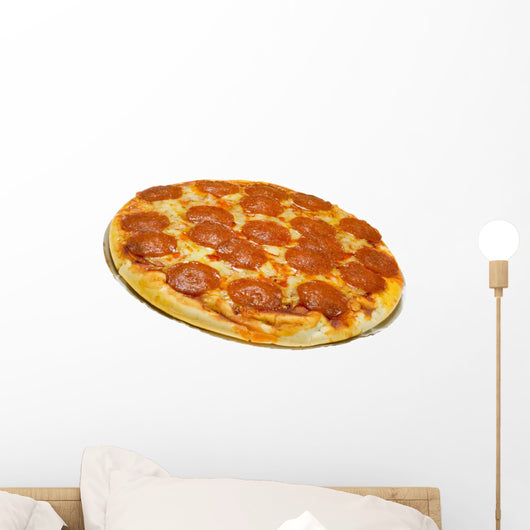 Pepperoni and cheese pizza isolated on white background Wall Decal