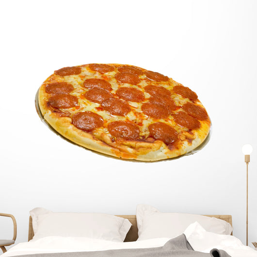 Pepperoni and cheese pizza isolated on white background Wall Decal