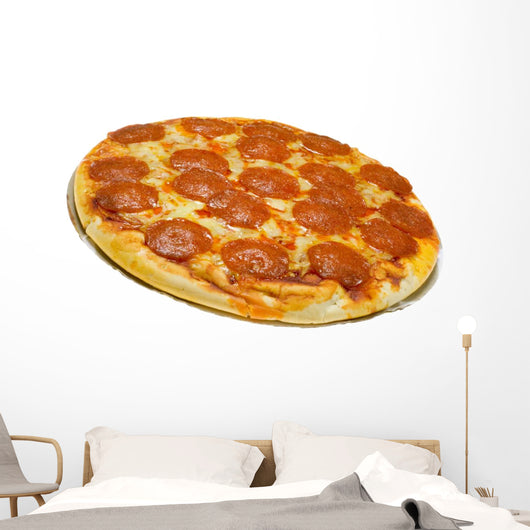 Pepperoni and cheese pizza isolated on white background Wall Decal
