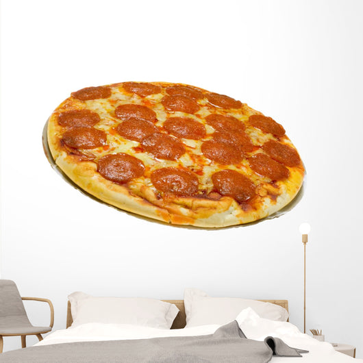 Pepperoni and cheese pizza isolated on white background Wall Decal