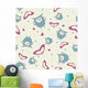 Seamless Pattern with Owls Wall Decal