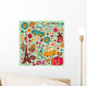 Vector Set Cartoony Paris Symbols Wall Decal