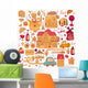 Vector Set Paris Symbols Wall Mural