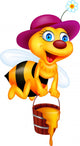 Bee cartoon with honey bucket Wall Decal