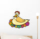 Hen Hatching Easter Eggs Cartoon Illustration Wall Decal