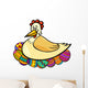 Hen Hatching Easter Eggs Cartoon Illustration Wall Decal