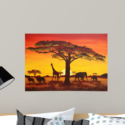 Sunset Africa shown on a wall