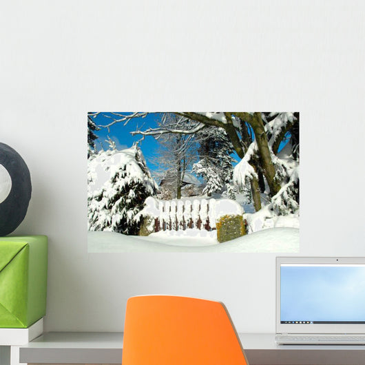 Winter Snow on Fence Wall Decal