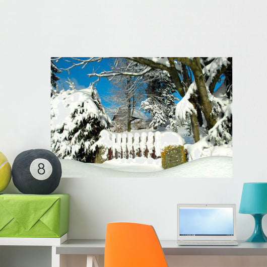 Winter Snow on Fence Wall Decal