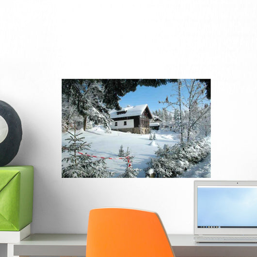 Winter Snow-Covered Cabin Wall Decal