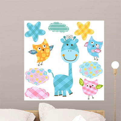 Cute Owls Giraffe shown on a wall