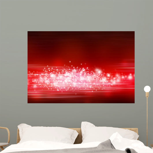 Glitter Background - White on Red Wall Mural