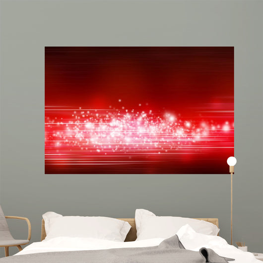 Glitter Background - White on Red Wall Mural