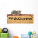 Kitten and welcome mat Wall Mural