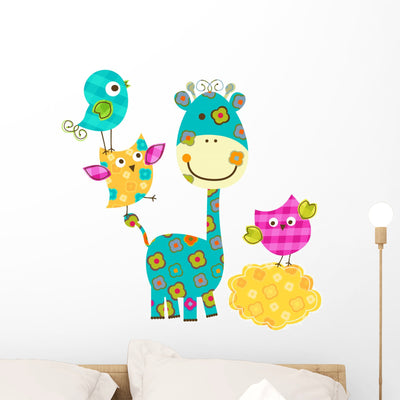 Happy Birds Giraffe shown on a wall