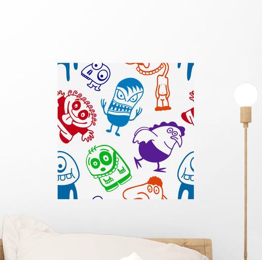 Funny Cartoon Monsters Seamless Wall Decal