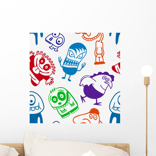 Funny Cartoon Monsters Seamless Wall Decal