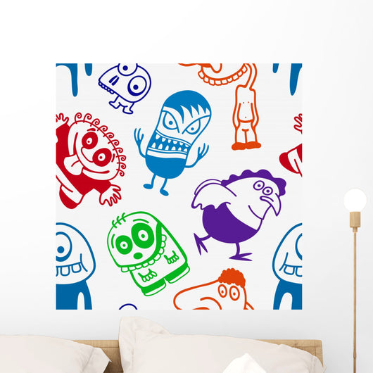 Funny Cartoon Monsters Seamless Wall Decal
