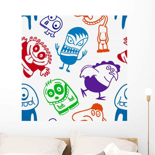 Funny Cartoon Monsters Seamless Wall Decal