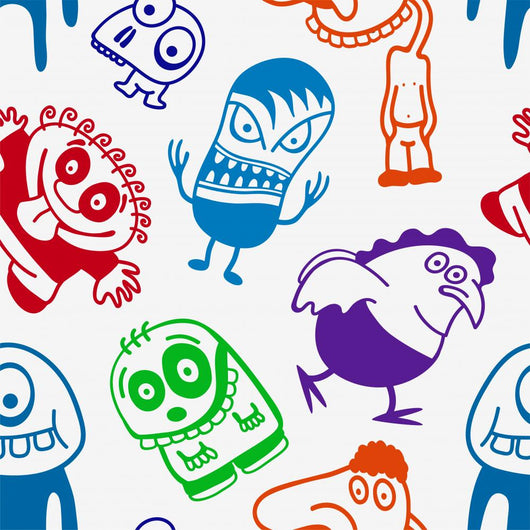 Funny Cartoon Monsters Seamless Wall Decal